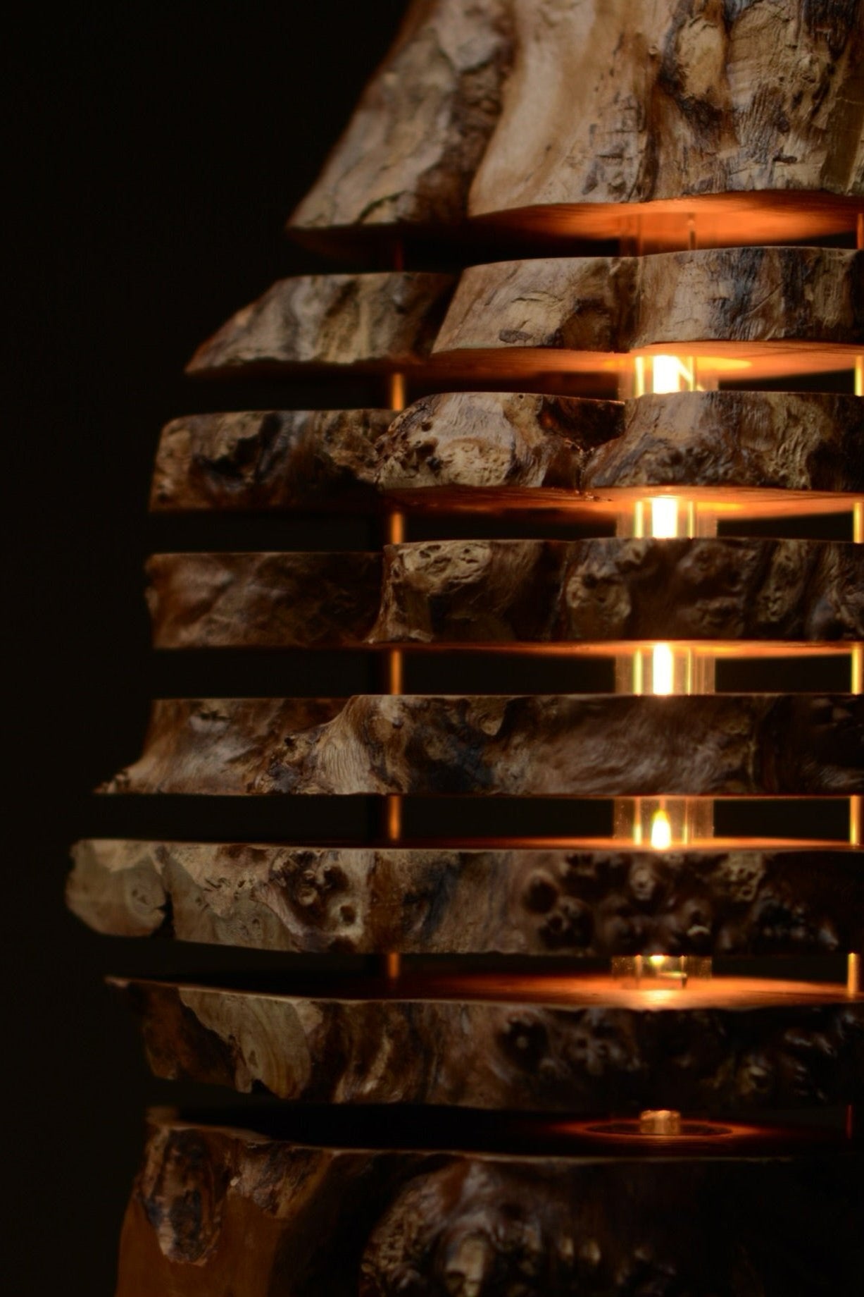 Handcrafted wooden lamp.