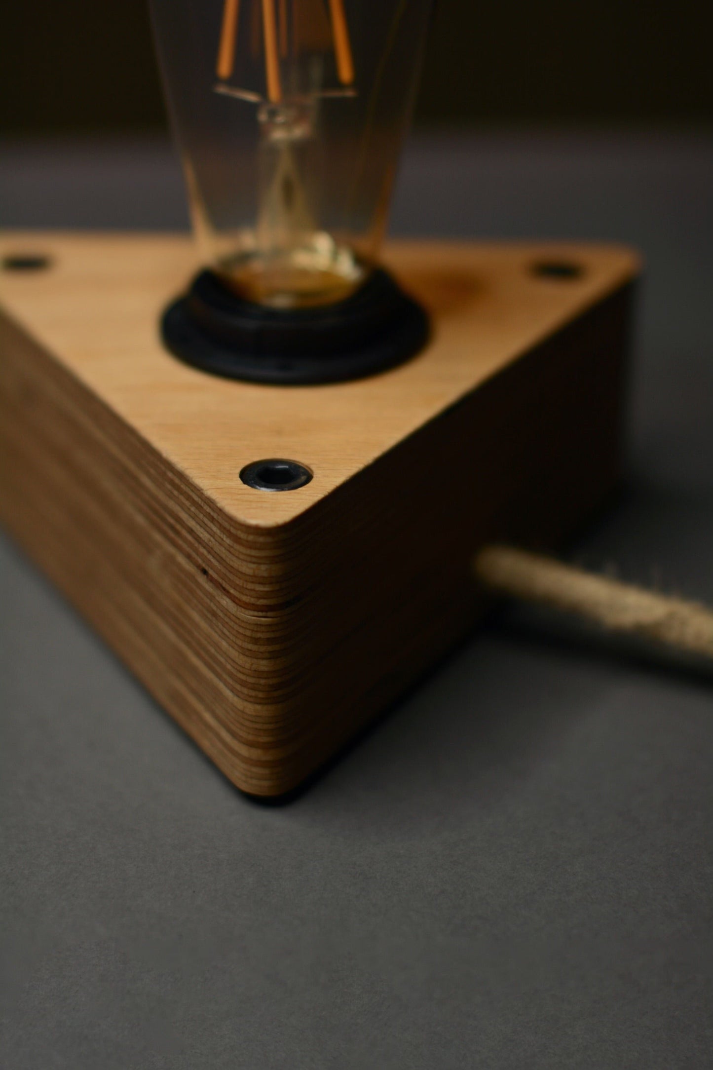 Handmade wooden table lamp with LED bulb