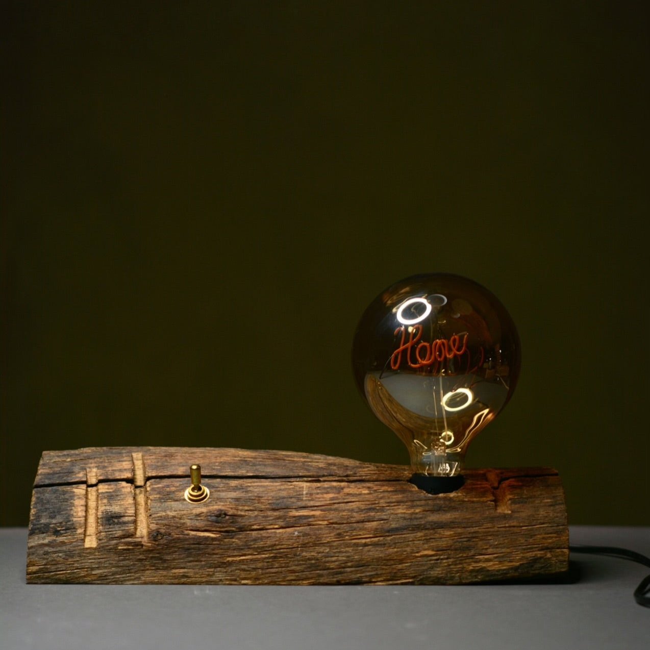 Sustainable wooden lamp made from natural materials like chestnut.